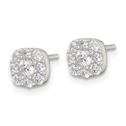 Sterling Silver Polished CZ Cluster Post Earrings