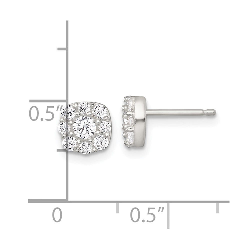 Sterling Silver Polished CZ Cluster Post Earrings
