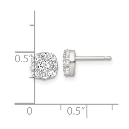 Sterling Silver Polished CZ Cluster Post Earrings