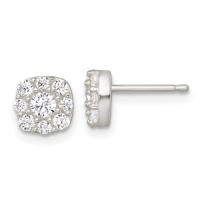 Sterling Silver Polished CZ Cluster Post Earrings