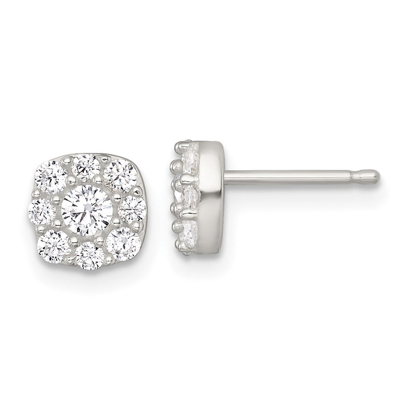 Sterling Silver Polished CZ Cluster Post Earrings