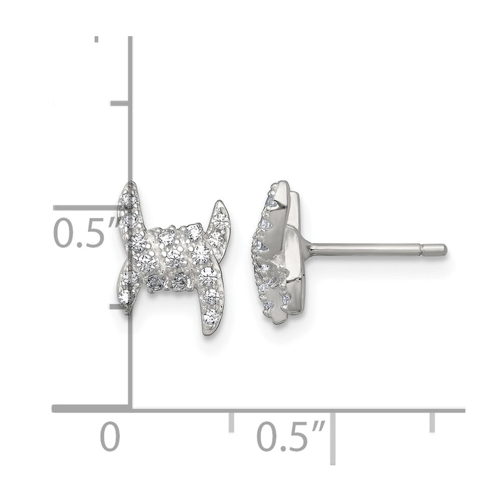 Sterling Silver Polished Fancy Pave CZ Post Earrings