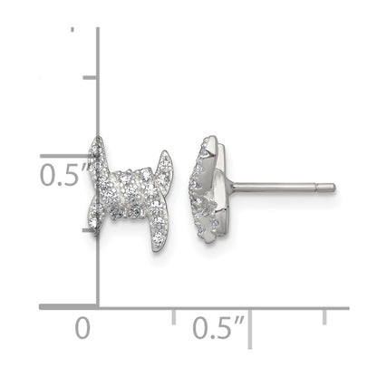Sterling Silver Polished Fancy Pave CZ Post Earrings
