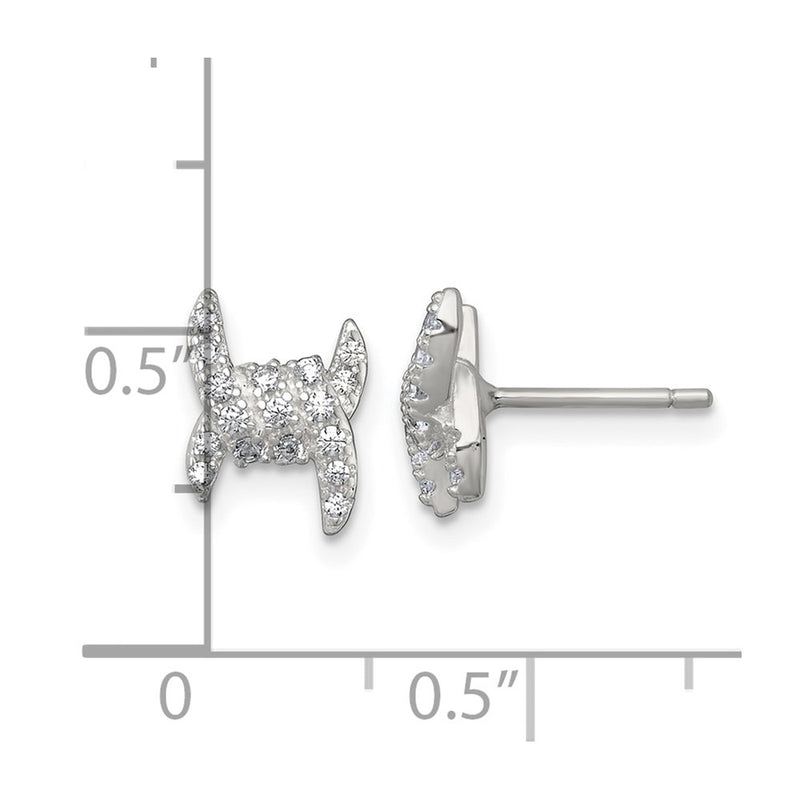 Sterling Silver Polished Fancy Pave CZ Post Earrings