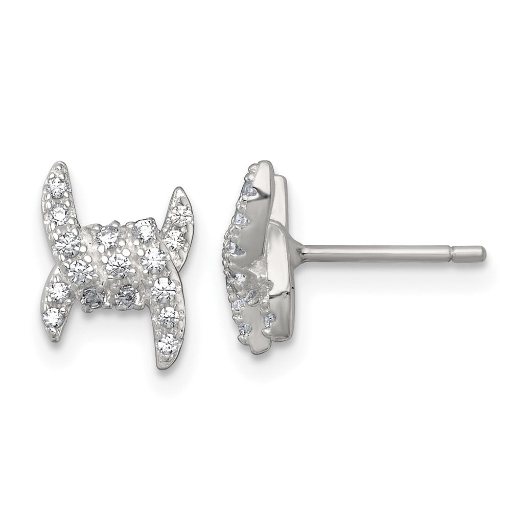 Sterling Silver Polished Fancy Pave CZ Post Earrings