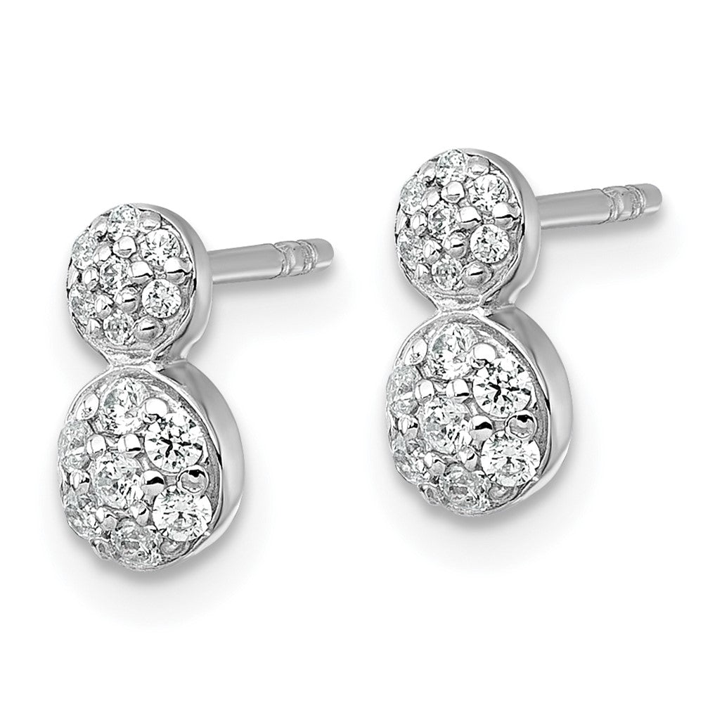 Sterling Silver Rhodium-Plated Polished Fancy CZ Post Earrings