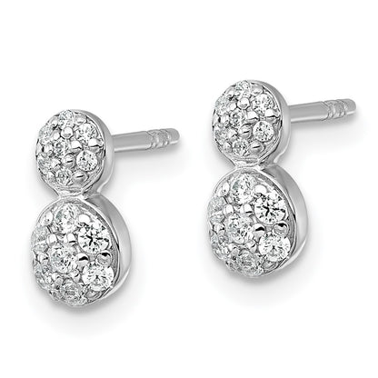 Sterling Silver Rhodium-Plated Polished Fancy CZ Post Earrings
