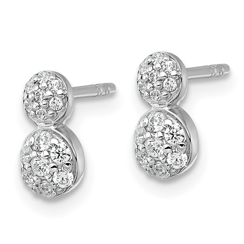 Sterling Silver Rhodium-Plated Polished Fancy CZ Post Earrings