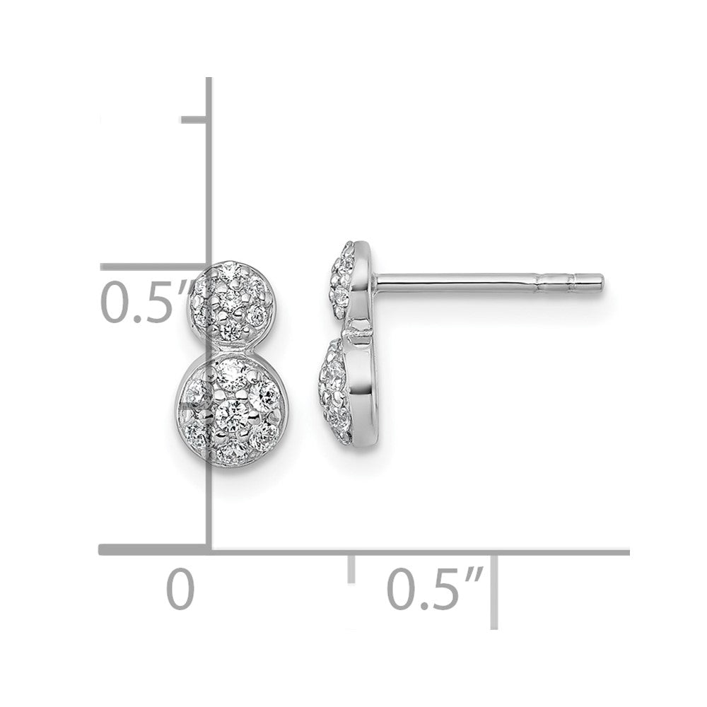Sterling Silver Rhodium-Plated Polished Fancy CZ Post Earrings