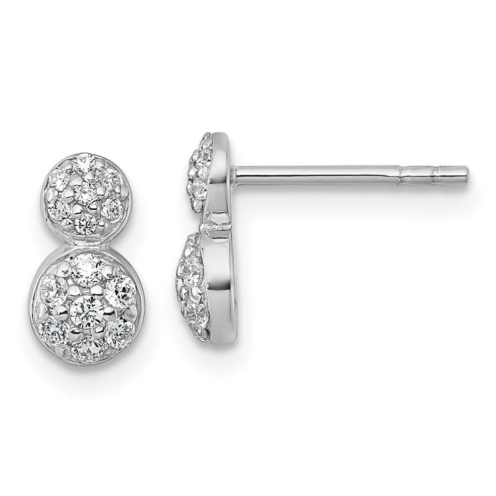Sterling Silver Rhodium-Plated Polished Fancy CZ Post Earrings