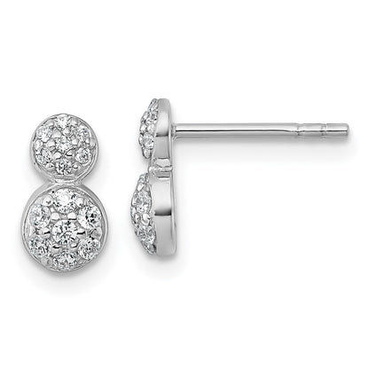 Sterling Silver Rhodium-Plated Polished Fancy CZ Post Earrings