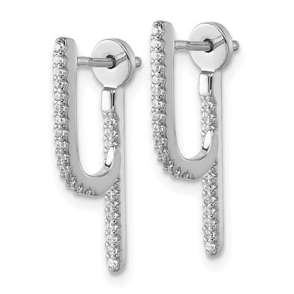 Sterling Silver Rhodium-Plated CZ Front and Back Dangle Post Earrings