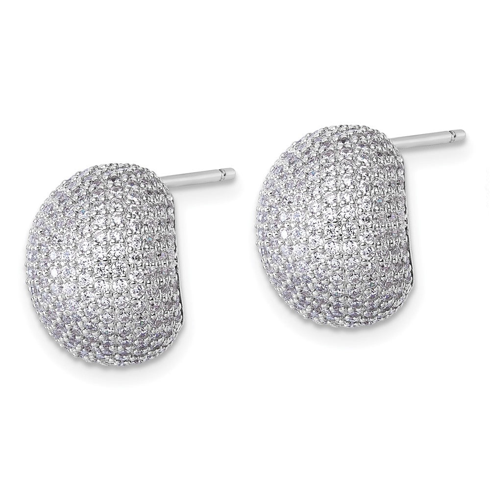 Sterling Silver Rhodium-Plated CZ Pave Post Earrings