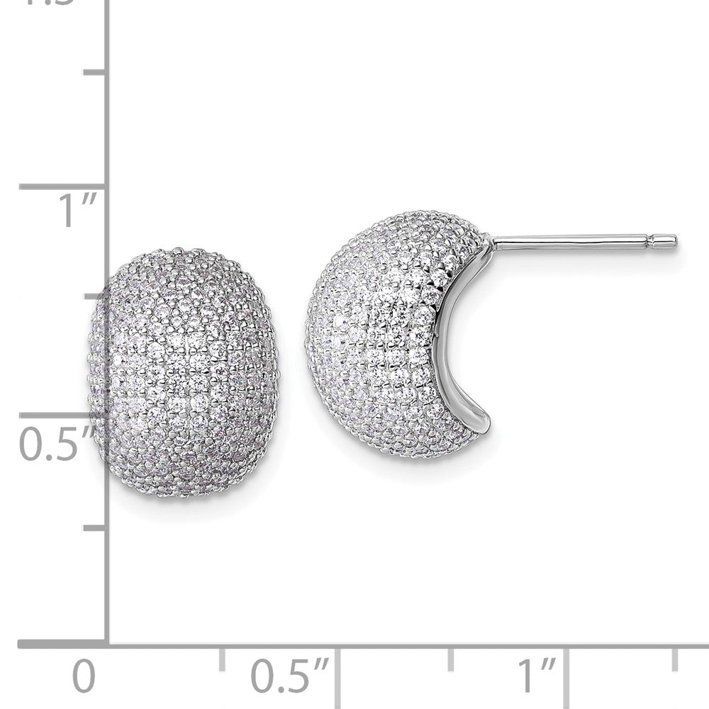Sterling Silver Rhodium-Plated CZ Pave Post Earrings
