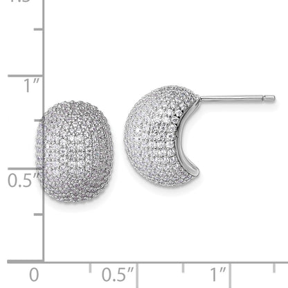 Sterling Silver Rhodium-Plated CZ Pave Post Earrings