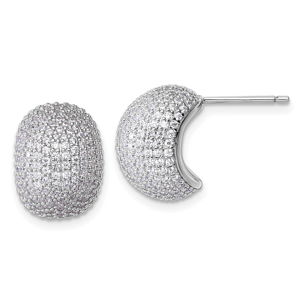 Sterling Silver Rhodium-Plated CZ Pave Post Earrings