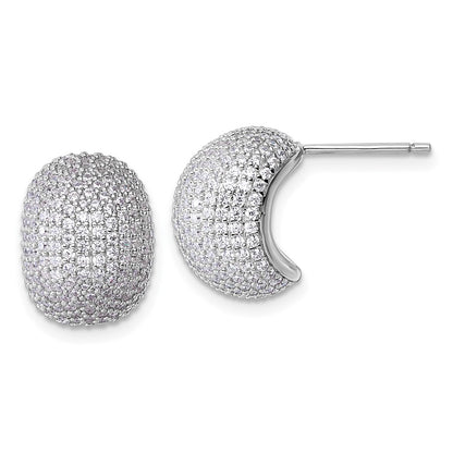 Sterling Silver Rhodium-Plated CZ Pave Post Earrings