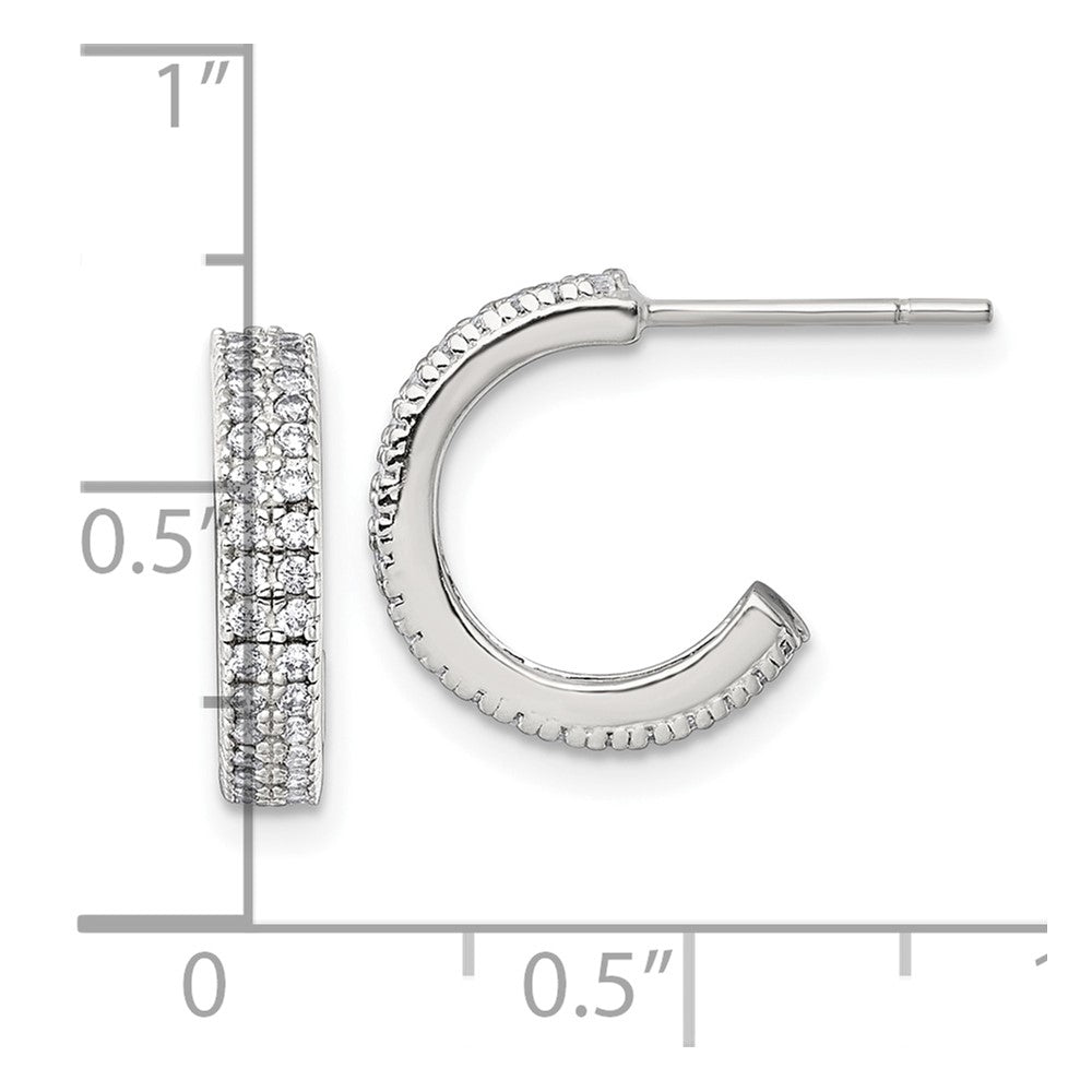 Sterling Silver Polished 3.2mm CZ Post C-Hoop Earrings