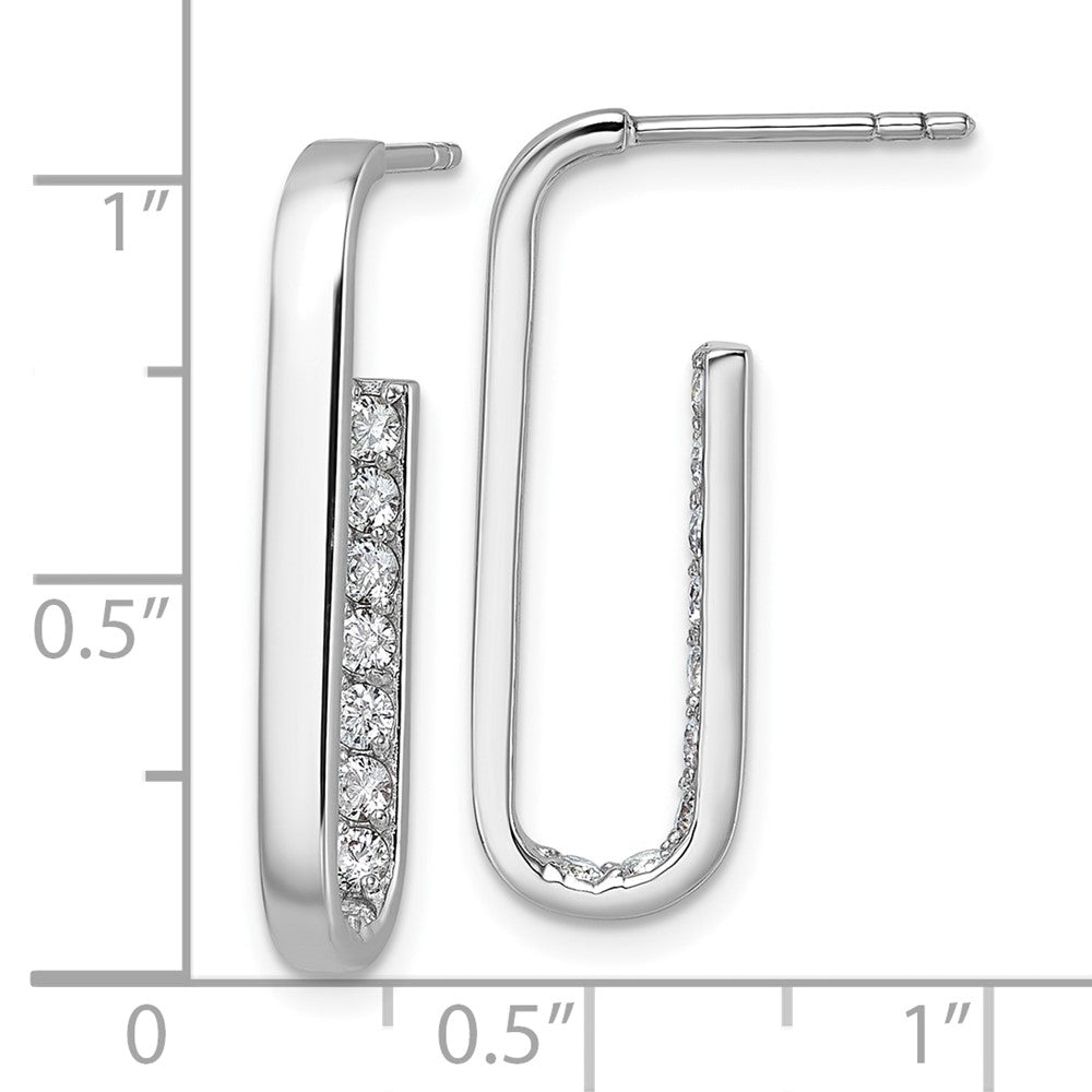 Sterling Silver Rhodium-Plated CZ Polished Rectangle Post Earrings