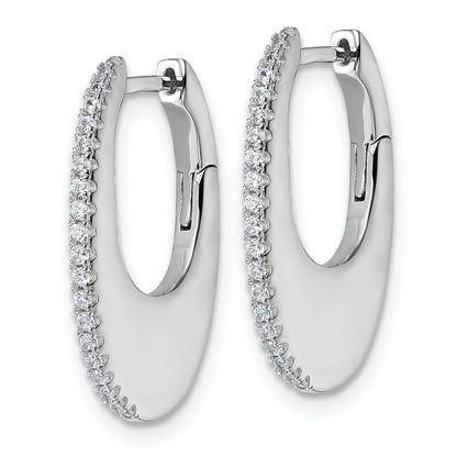Sterling Silver Rhodium-Plated CZ Polished Hinged Hoop Earrings