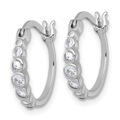 Sterling Silver Rhodium-Plated Graduated CZ Hoop Earrings