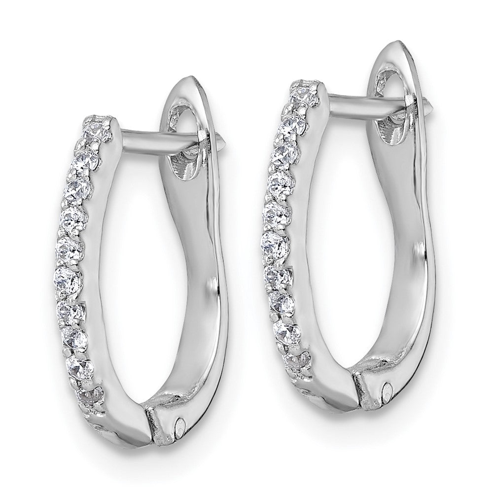 Sterling Silver Rhodium-Plated Polished CZ Hoop Earrings