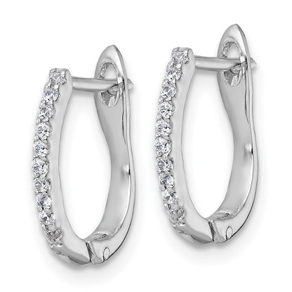 Sterling Silver Rhodium-Plated Polished CZ Hoop Earrings