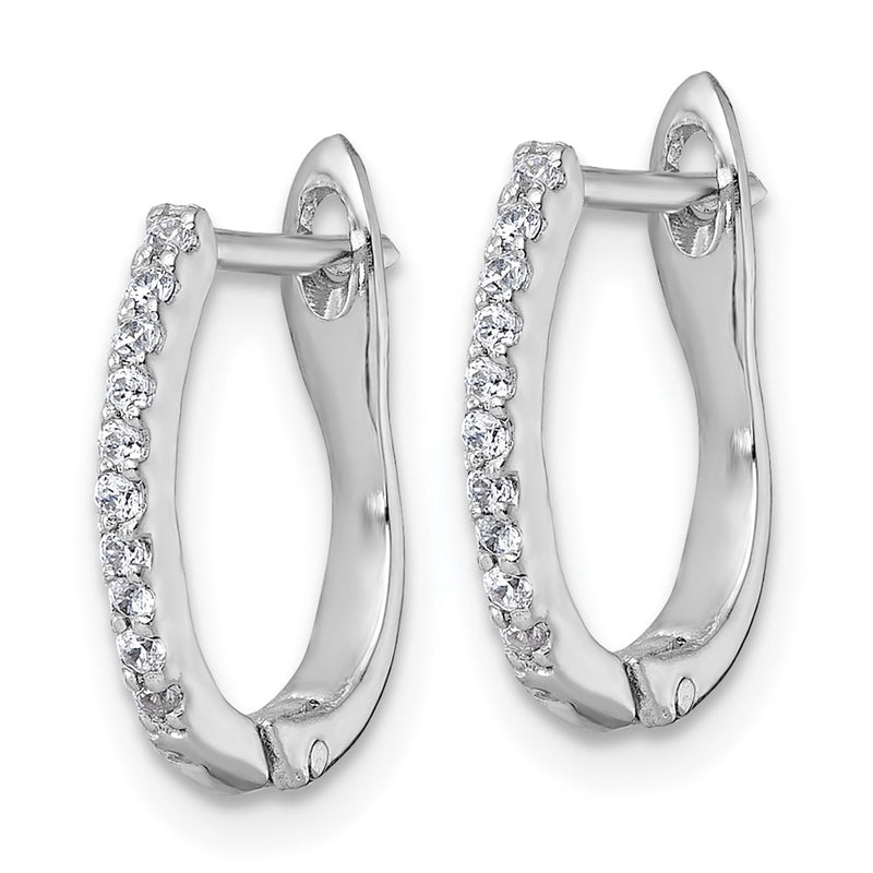 Sterling Silver Rhodium-Plated Polished CZ Hoop Earrings