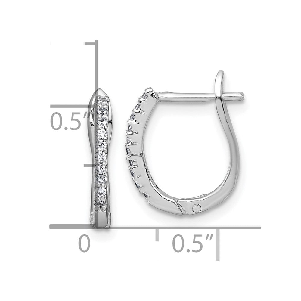 Sterling Silver Rhodium-Plated Polished CZ Hoop Earrings