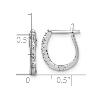Sterling Silver Rhodium-Plated Polished CZ Hoop Earrings