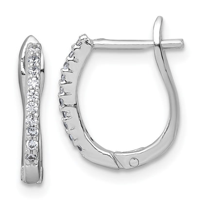 Sterling Silver Rhodium-Plated Polished CZ Hoop Earrings