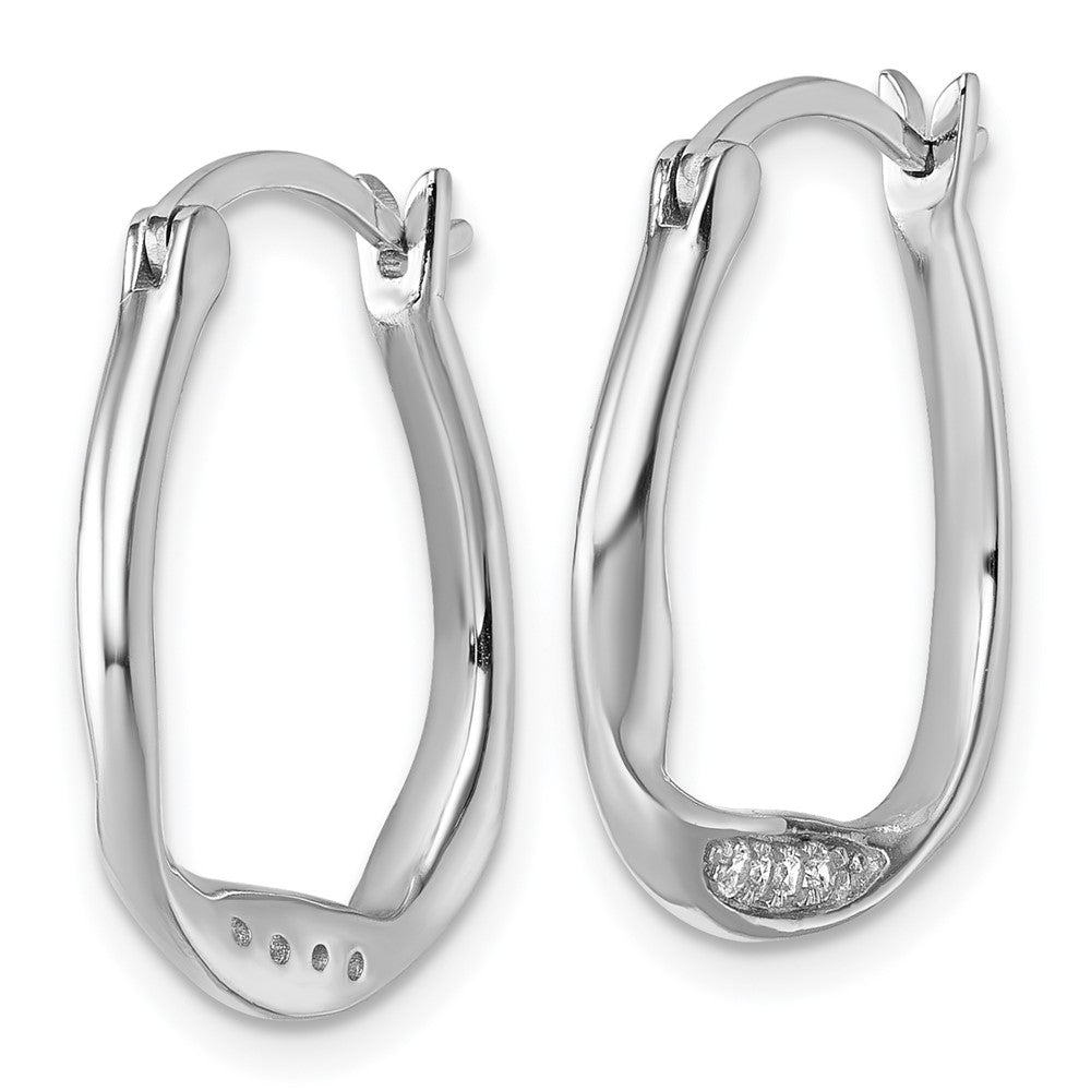 Sterling Silver Rhodium-Plated CZ Polished Small Twist Hoop Earrings
