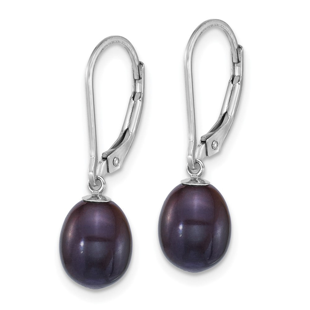 Sterling Silver Rhod 7-8mm Fwc Pearl 2pc Enhancer and Leverback Earrings Se