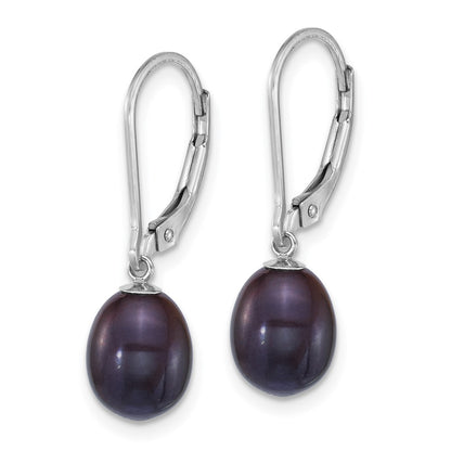Sterling Silver Rhod 7-8mm Fwc Pearl 2pc Enhancer and Leverback Earrings Se