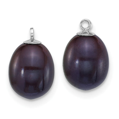 Sterling Silver Rhod 7-8mm Fwc Pearl 2pc Enhancer and Leverback Earrings Se