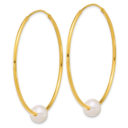 Sterling Silver Gold-Plated 8-9mm Fwc Pearl Hoop Earrings