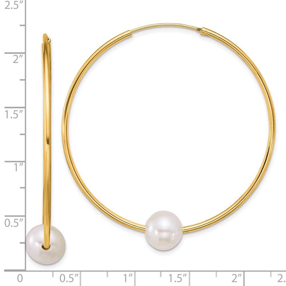 Sterling Silver Gold-Plated 8-9mm Fwc Pearl Hoop Earrings