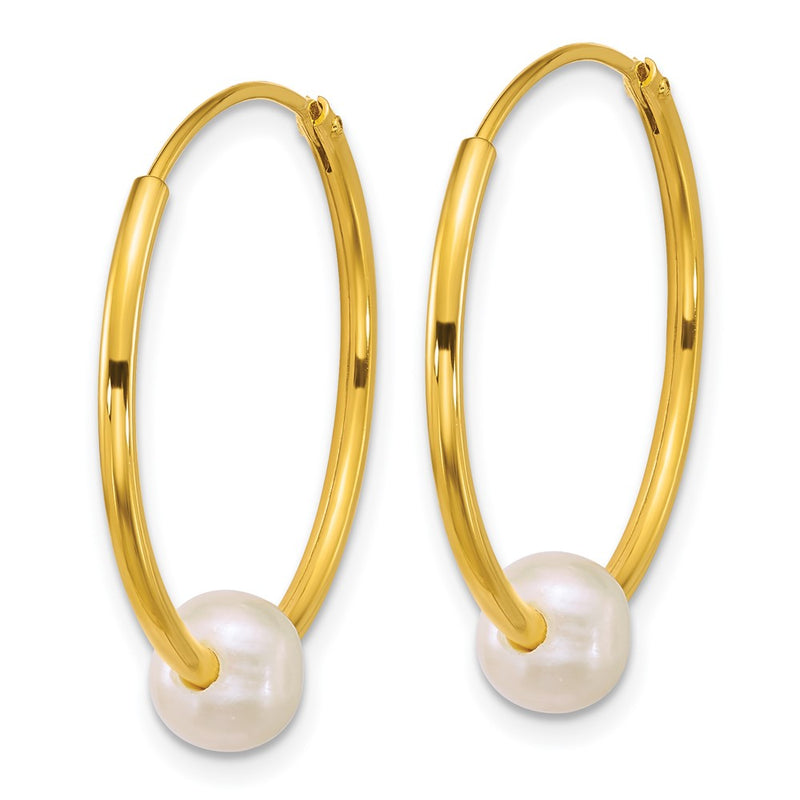 Sterling Silver Gold-Plated 6-7mm Fwc Pearl Hoop Earrings