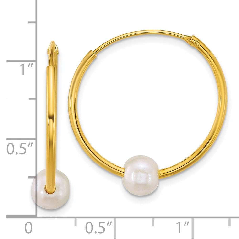 Sterling Silver Gold-Plated 6-7mm Fwc Pearl Hoop Earrings