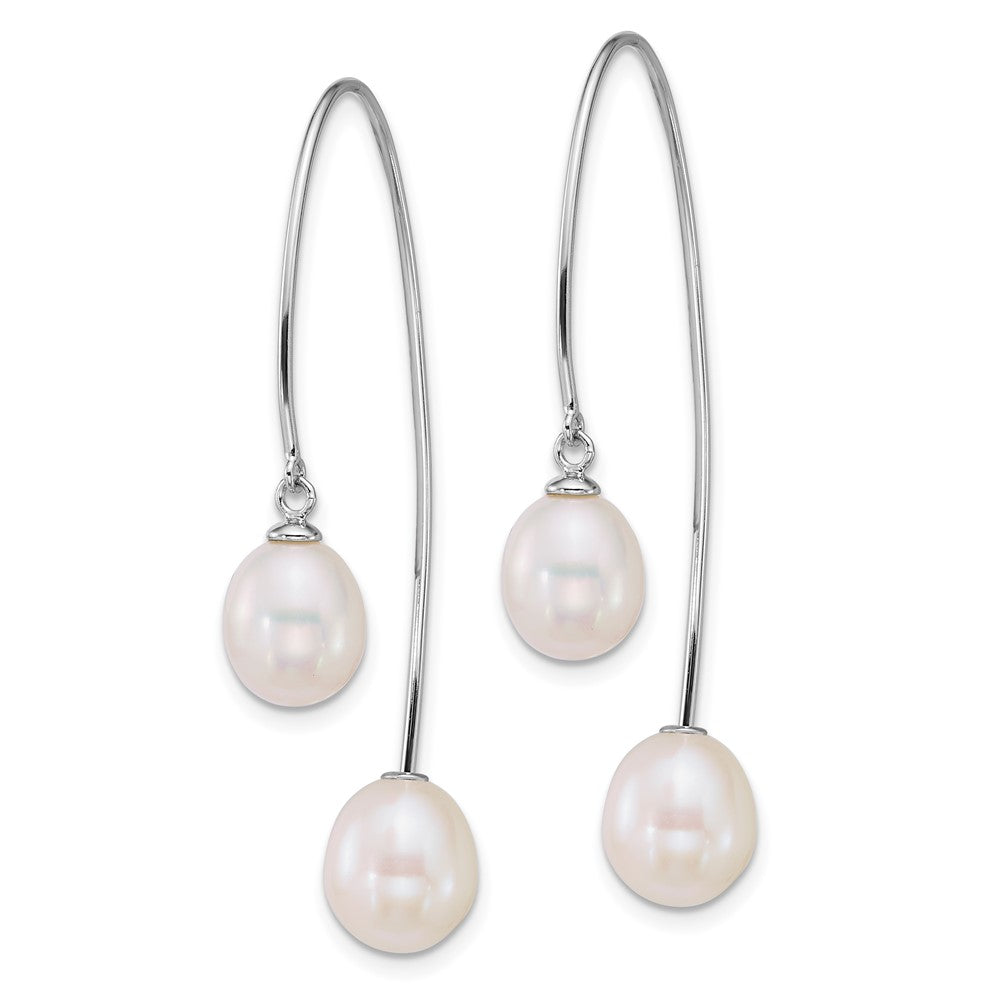Sterling Silver Rhodium Plated Fwc Pearl Front and Back Threader Earrings