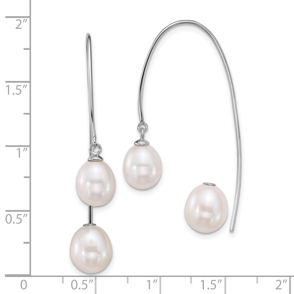 Sterling Silver Rhodium Plated Fwc Pearl Front and Back Threader Earrings