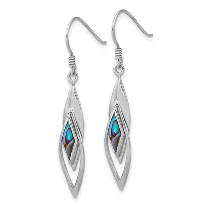 Sterling Silver Rhodium-Plated Polished Abalone Fancy Dangle Earrings