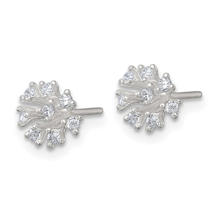 Sterling Silver Polished CZ Cluster Post Earrings