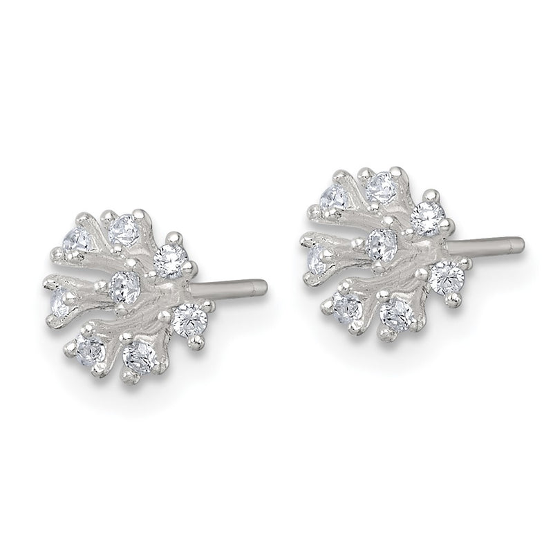 Sterling Silver Polished CZ Cluster Post Earrings