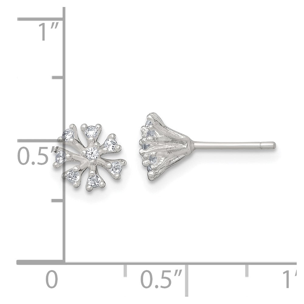 Sterling Silver Polished CZ Cluster Post Earrings