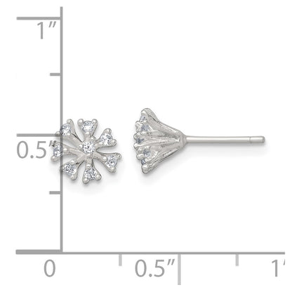 Sterling Silver Polished CZ Cluster Post Earrings