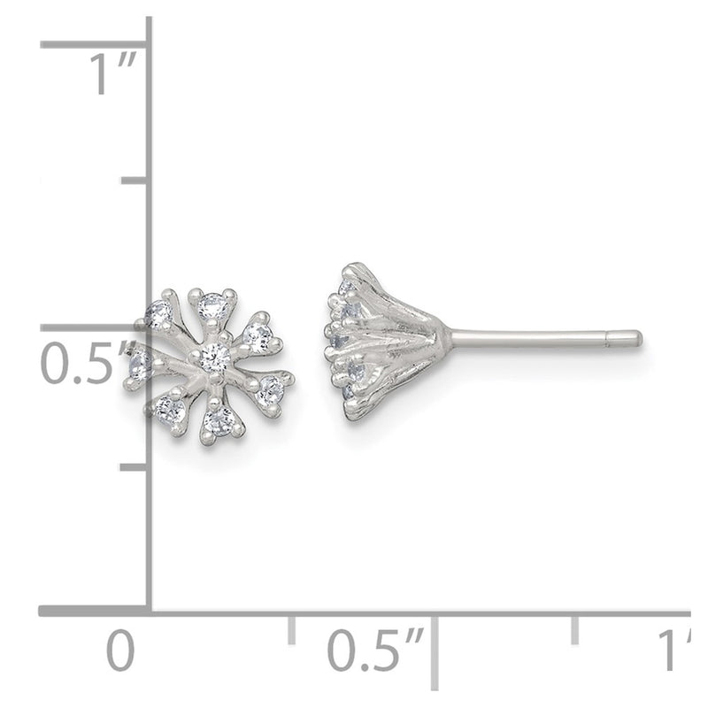 Sterling Silver Polished CZ Cluster Post Earrings