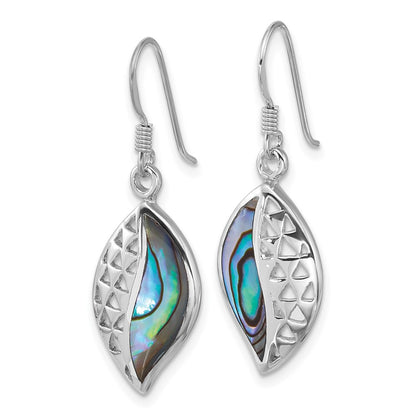 Sterling Silver Rhodium-Plated Polished Abalone Dangle Earrings