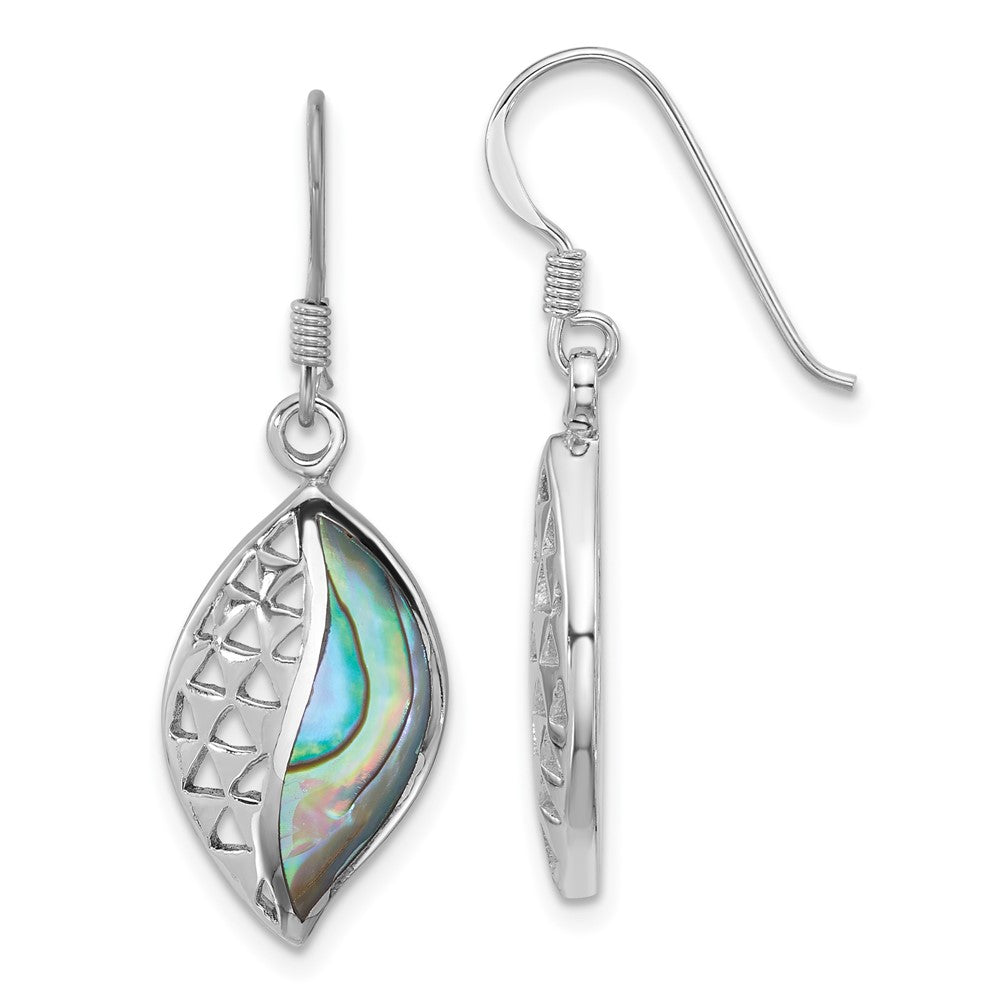 Sterling Silver Rhodium-Plated Polished Abalone Dangle Earrings