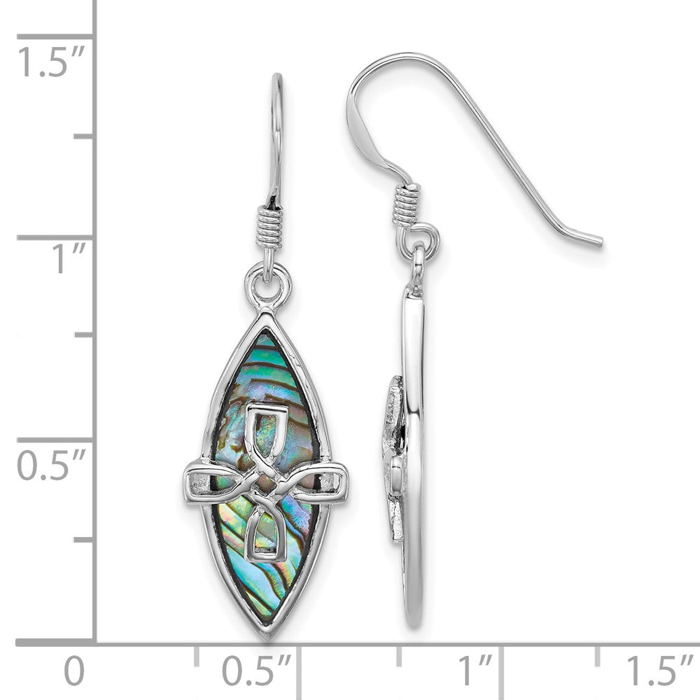 Sterling Silver Rhodium-Plated Polished Abalone Cross Earrings